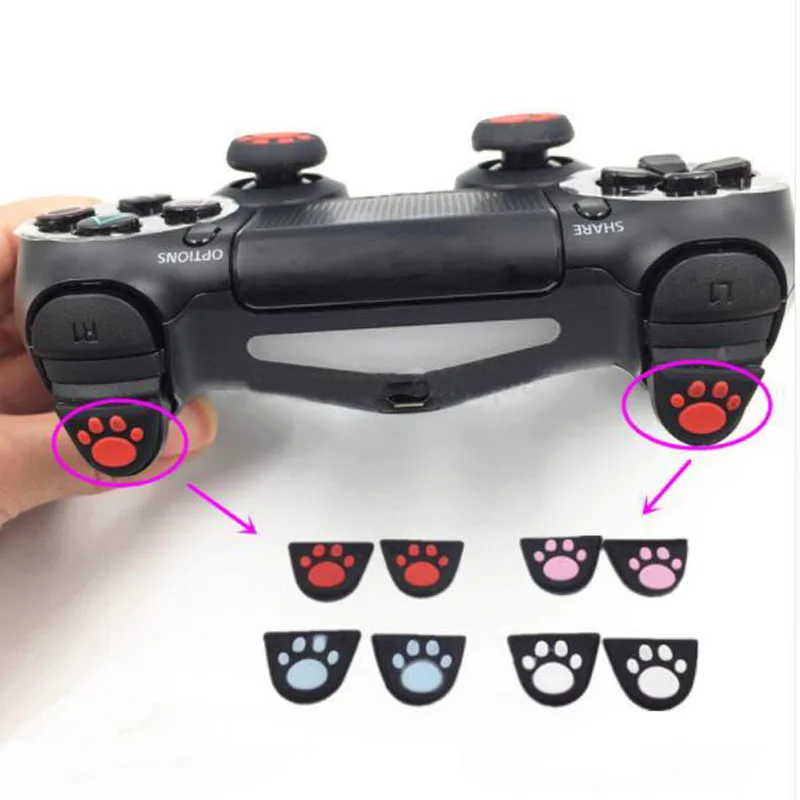 Силиконовый чехол наклейка с кнопками пусковыми Cat Paw L2 R2 для Sony Playstation Dualshock 4 DS4 PS4