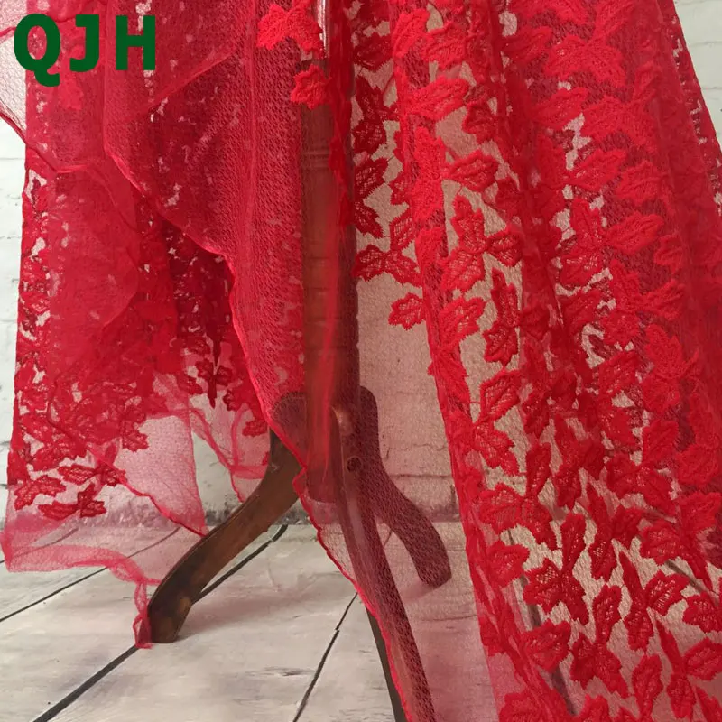 Новинка изысканная сетчатая вышивка QJH в виде листьев африканская кружевная
