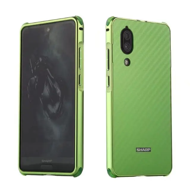 Чехол для SHARP AQUOS S2 металлический алюминиевый бампер+ матовый Гибридный чехол из углеродного волокна 2 в 1 противоударный чехол для задней панели - Цвет: green