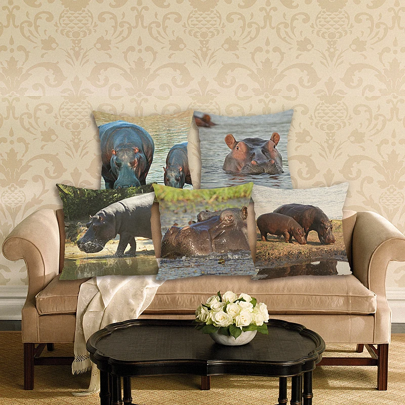 Новый домашний Декор Наволочка HD Бегемот Чехлы белье подушки случай стул диван