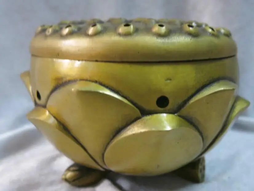 China fine brass copper censer carved seedpod of the lotus Incense Burner Statue | Дом и сад