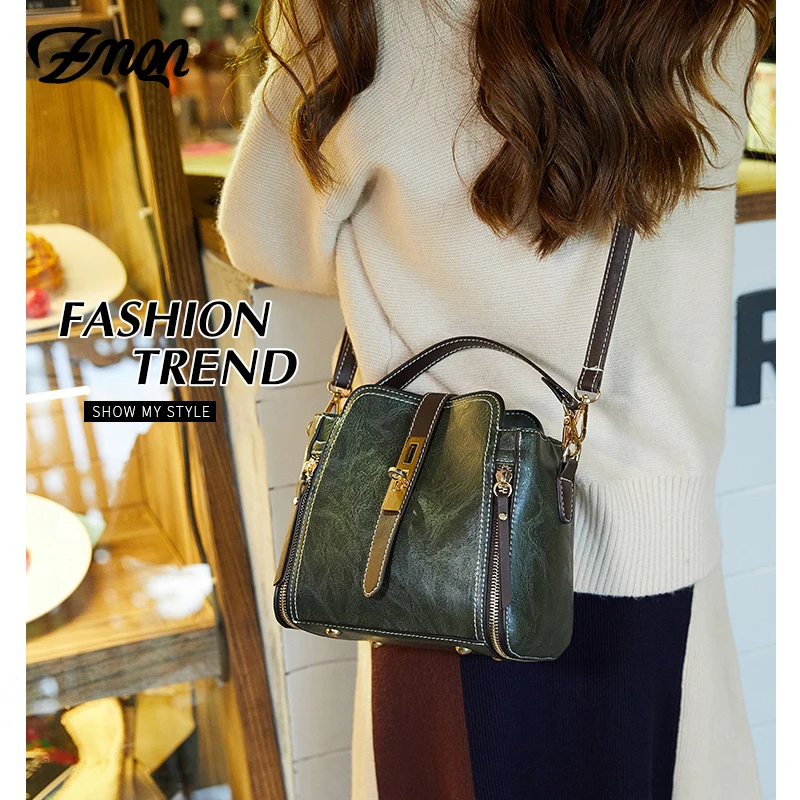 

ZMQN Bucket Bag Retro Women Messenger Bags Small PU Leather Handbag Ladies Party Flap Crossbody Bags For Women Green 2020 C201