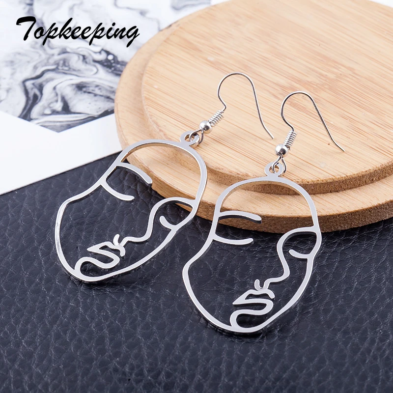 Модный бренд Topkeeping креативные абстрактные открытые серьги для лица девушки