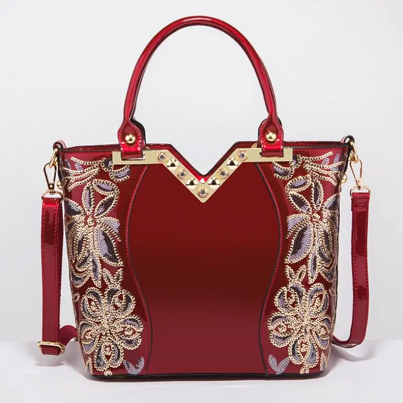 fashion Female Evening Party Brand Designer Handbag Large Capacity Women Sequined Crossbody Tote embroidery Leather Shoulder Bag | Багаж и