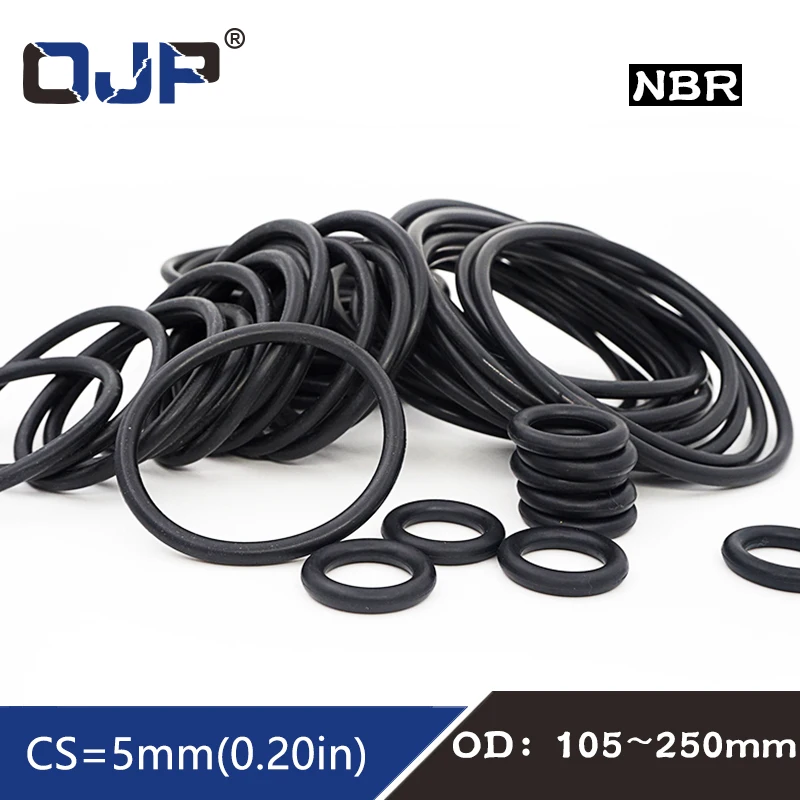 

Rubber Ring NBR Sealing O-Ring CS5mm OD105/110/115/120/125/150/250mm O Ring Seal Oring NBR Gasket Mechanical Sealing Oil Rings