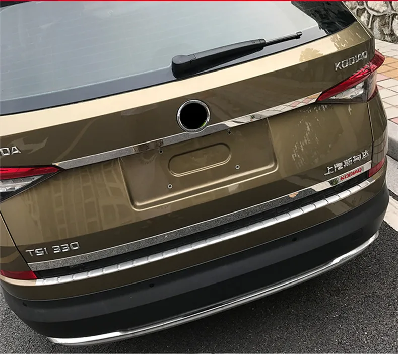 Для 2017 2018 skoda kodiaq car rearguards багажник задний ящик отделка защита блёстки авто