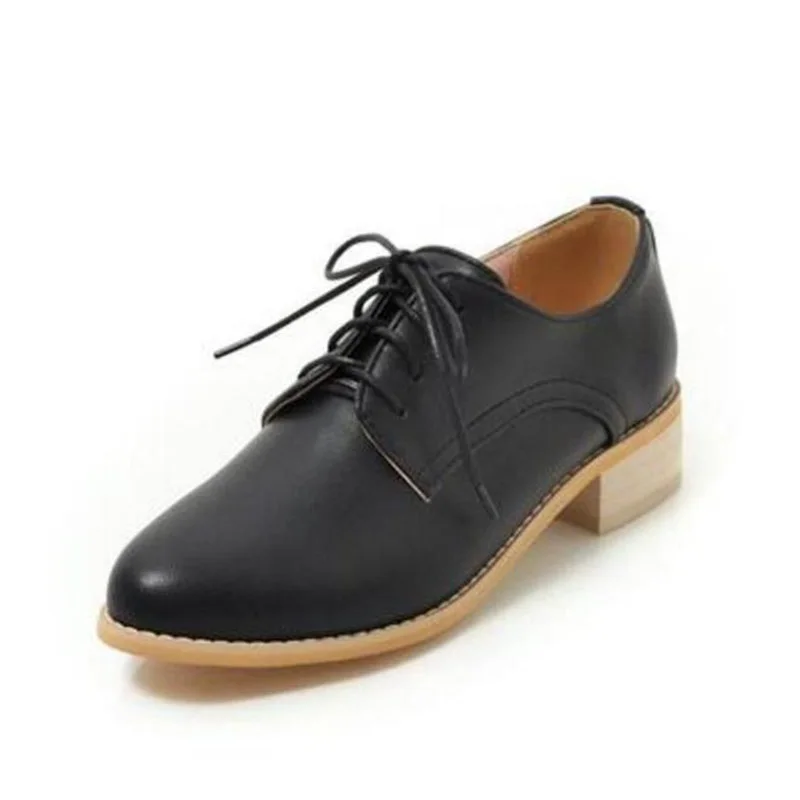 Новинка женские кожаные лоферы Цвет черный коричневый Туфли на шнуровке под