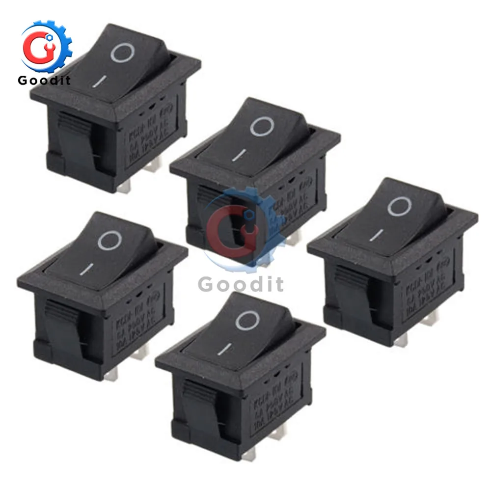 10 шт черный кнопочный мини-переключатель 6A-10A 250V KCD1-101 2Pin оснастки кнопка