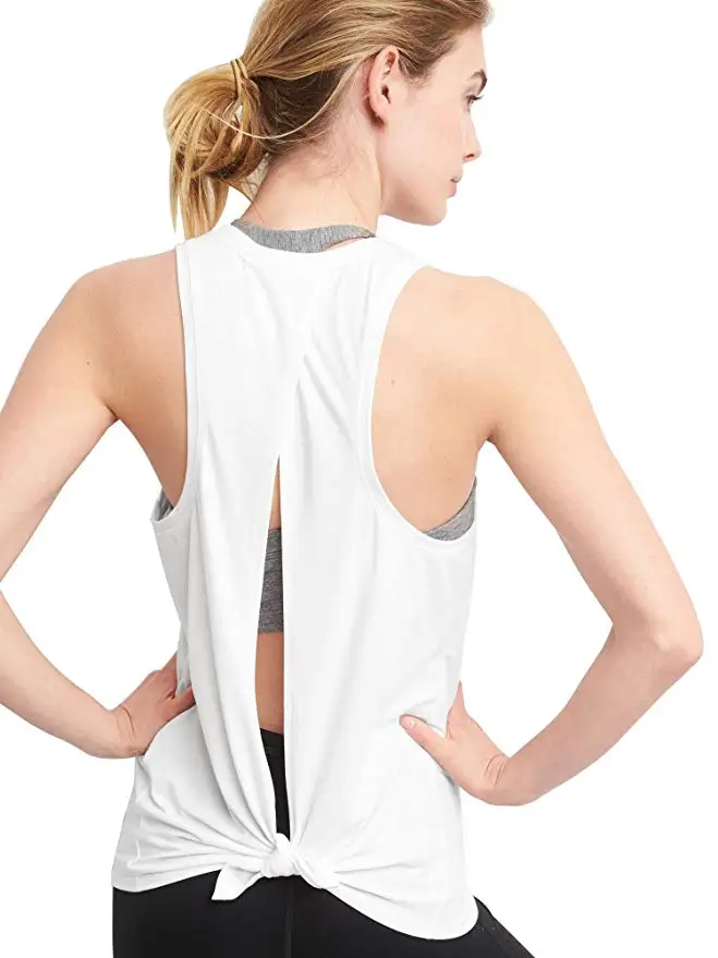 White NWT Спортивная одежда для бега, одежда для тренировок, открытая спина, топы для йоги, стрейчевая Сексуальная Блузка, майка для спортзала, рубашки без рукавов, спортивный укороченный топ - Цвет: White