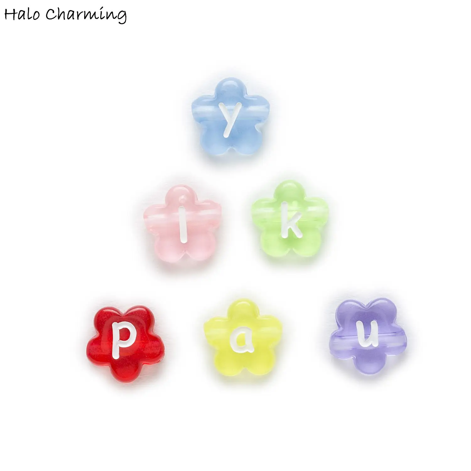 100 шт. разноцветные акриловые бусины-разделители в случайных цветах с буквами