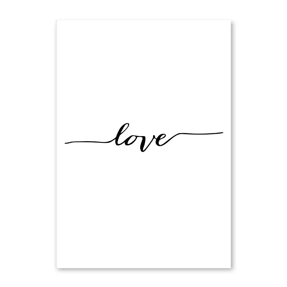 

Painting Abstract Heart Picture Black White Canvas Prints Love Letter Painting For Living Room Decor No Framed Poster and Print