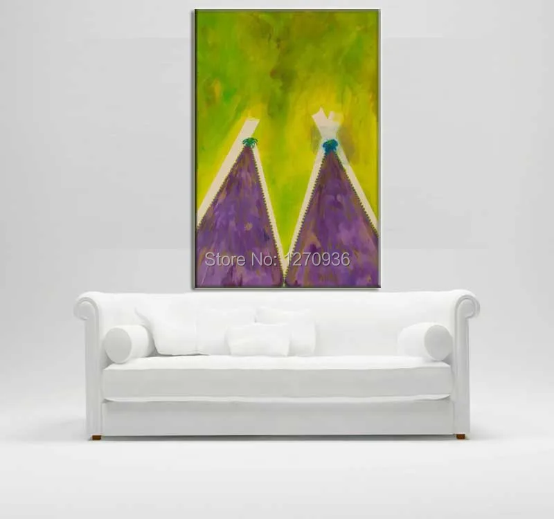 

Handpainting Wall Artwork Modern Abstract Bright Green Mountain Brown Grass Handmade Classic Adornment Oil Paintings on Canvas