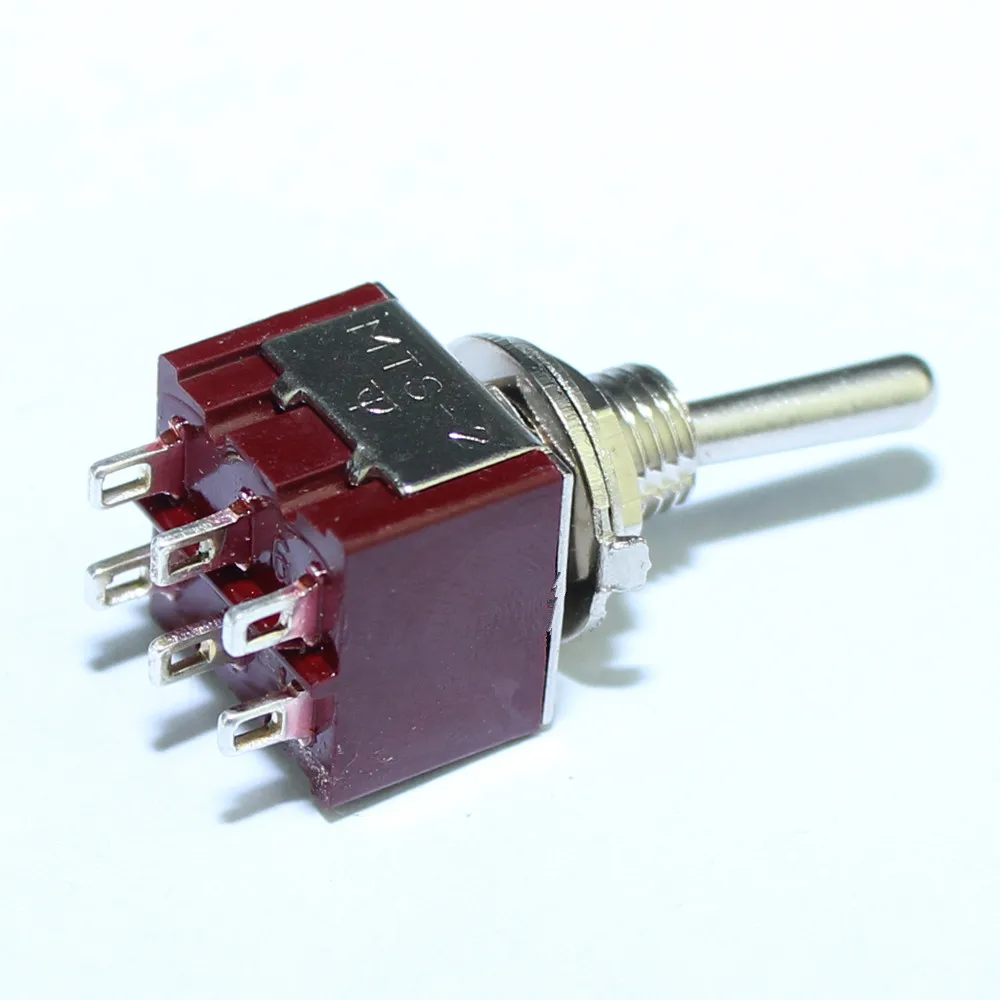 100 штук переключатель MTS-2033 ON, 6 мм, 3А, 250VAC, 6А, 125VAC, 6 контактов, миниатюрные фиксирующие детали для гитарных педалей.