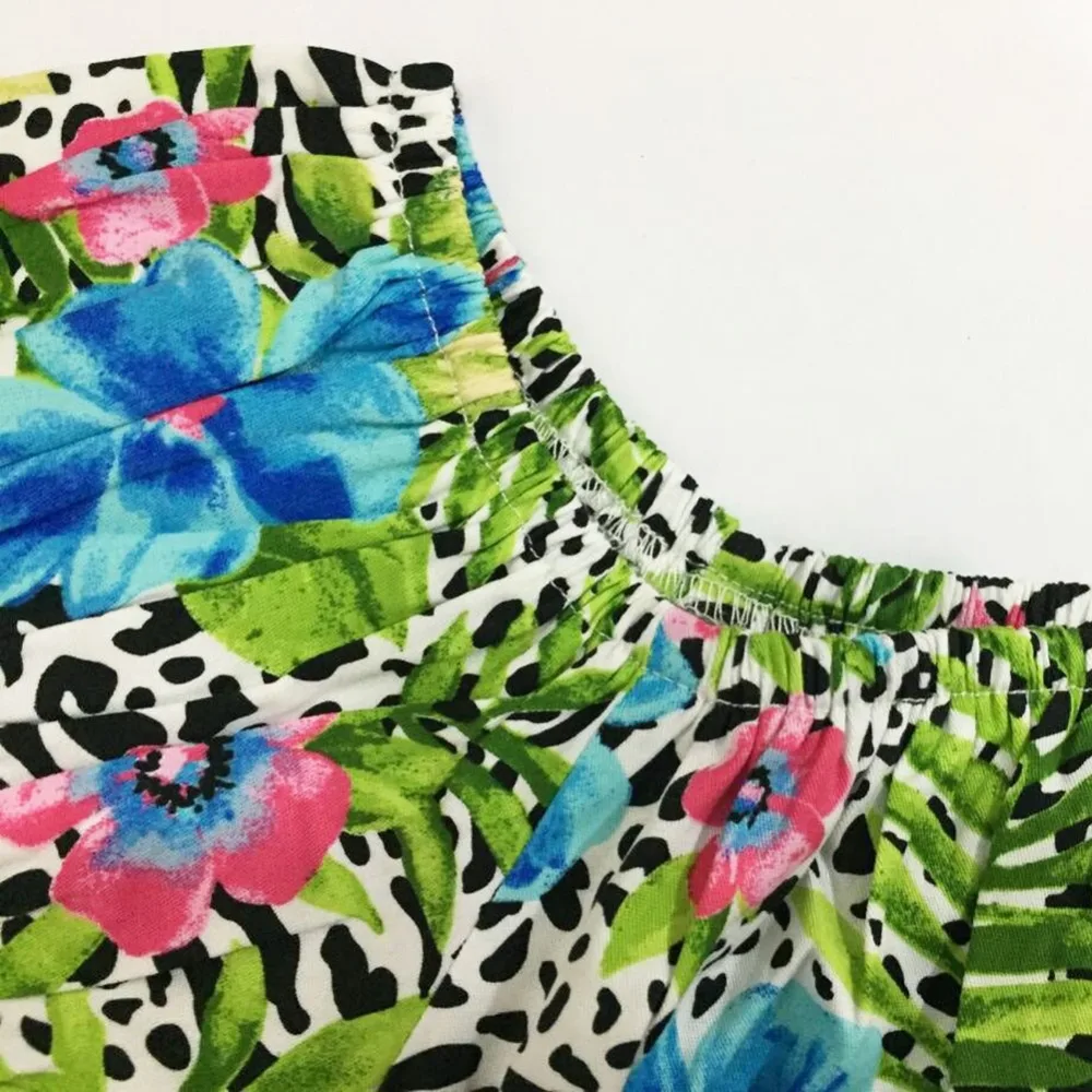 90s Fashion Tropical Blouse Floral Shirt With Leopard Pattern And Blue Flowers Blouse Grunge Clothing