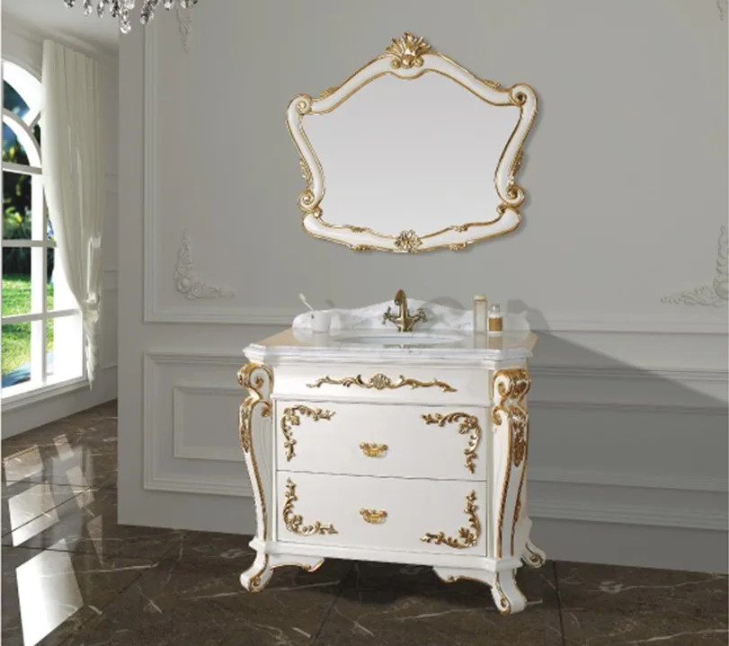 2017 шкаф для ванной комнаты из цельного дуба с раковиной столешницей и зеркалом