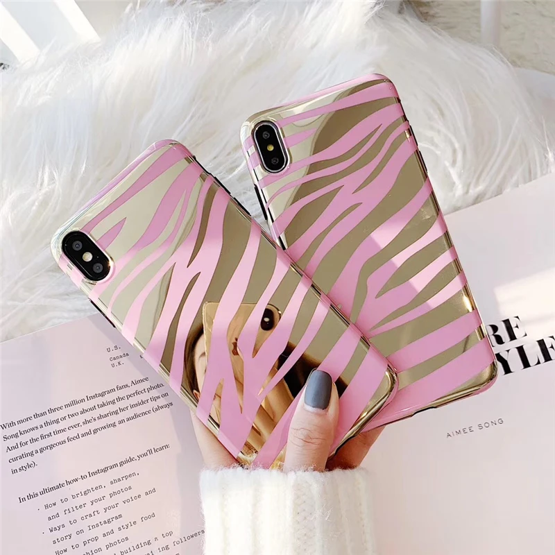 Блестящий чехол для телефона в полоску зебры iphone XS Max XR Мягкий из ТПУ 6 6s 7 8 plus