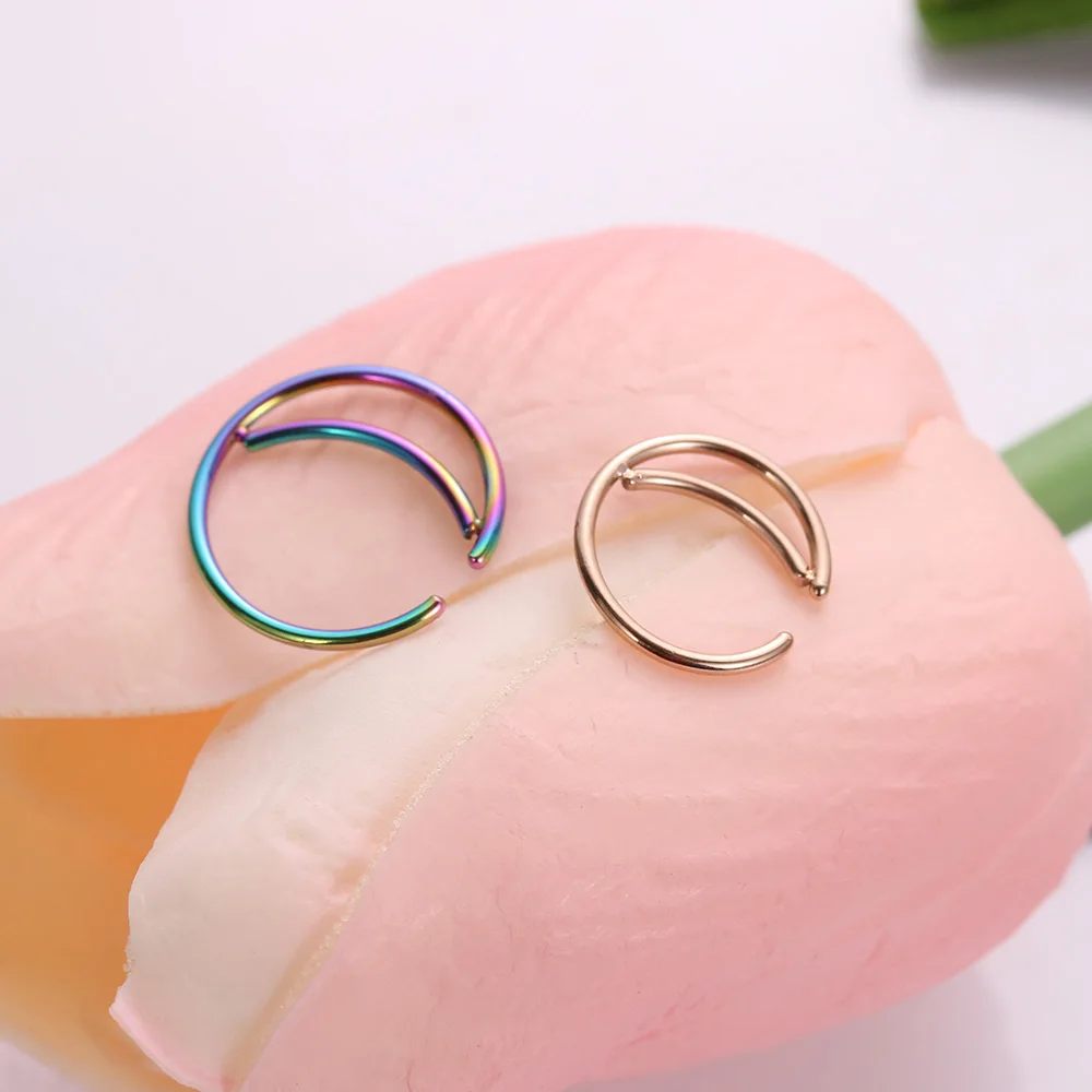 1 шт. Moon кольцо в нос индийское кольцо в нос Snug Septum ювелирные изделия пирсинг маленькая серьга для носа аксессуары для унисекс