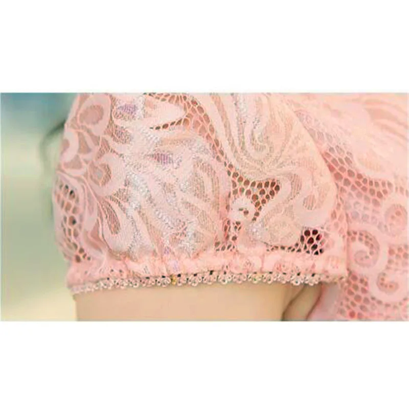 

Lace Chiffon Dress Women Pink Plus Size Mini Dresses 2018 Summer Korean New Sweet V Neck Bow Fashion Slim Vestidos LD54