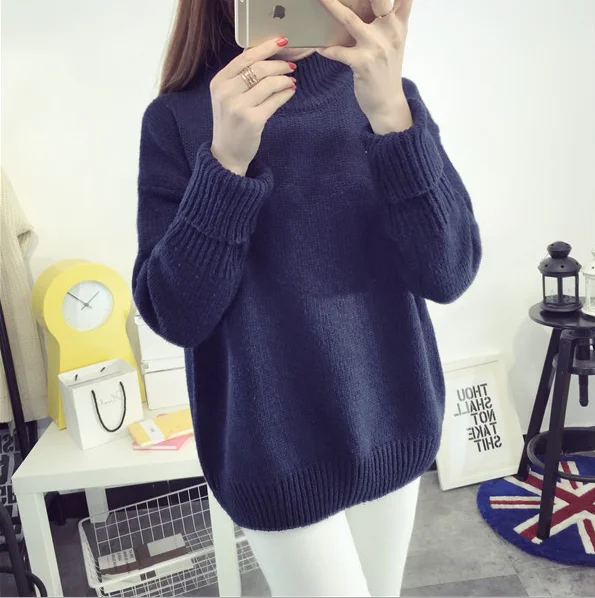 Turtleneck Sweater Women Knitted Oversized Long Sleeve Pullovers Feminino Winter Korean Style Pull Femme | Женская одежда
