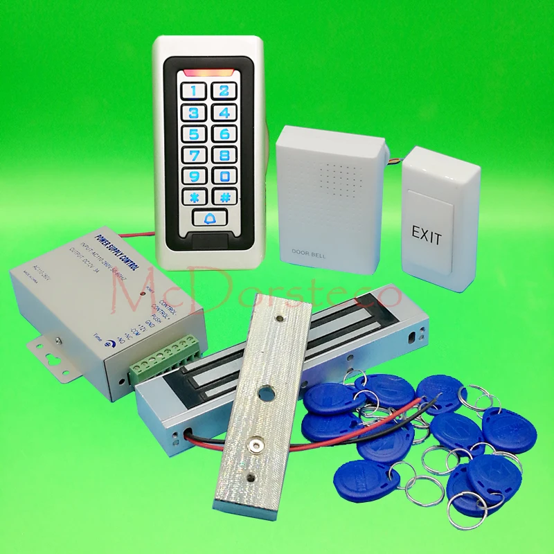 

Металлический водонепроницаемый дверной замок с Rfid-защитой IP68, 125 кгц, 180 кг, фунта, электрический магнитный замок + источник питания + кнопка ...