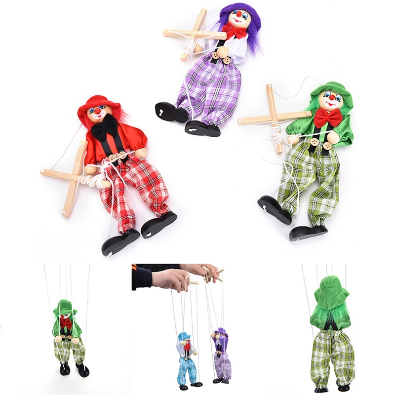 Кукла Клоун деревянная марионетка винтажная детская игрушка|puppet clowns|wooden
