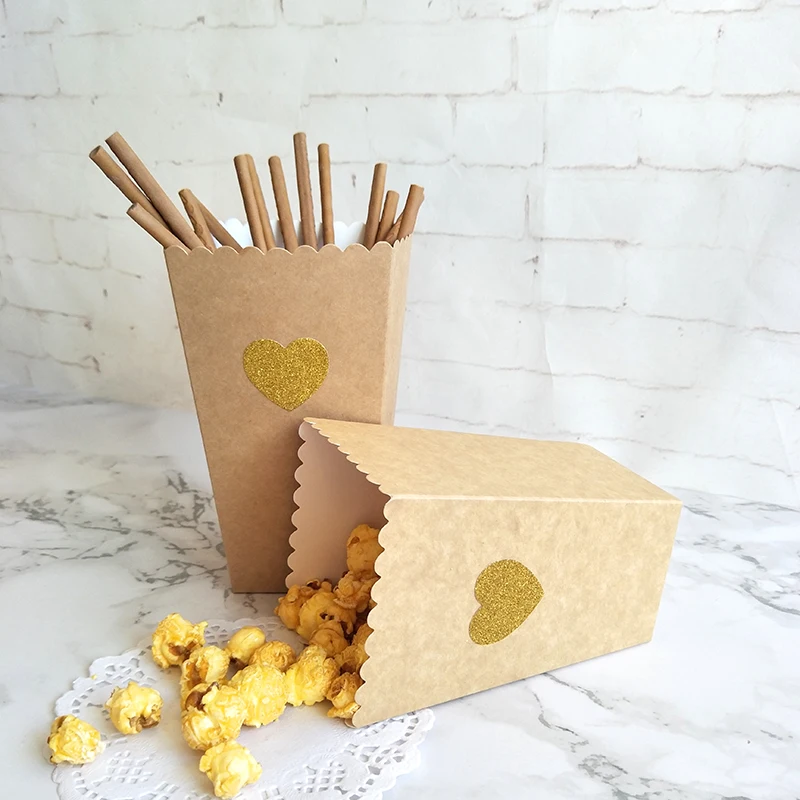36 шт блестящая Звезда попкорн коробка коричневые конфеты крафт бумажный мешок