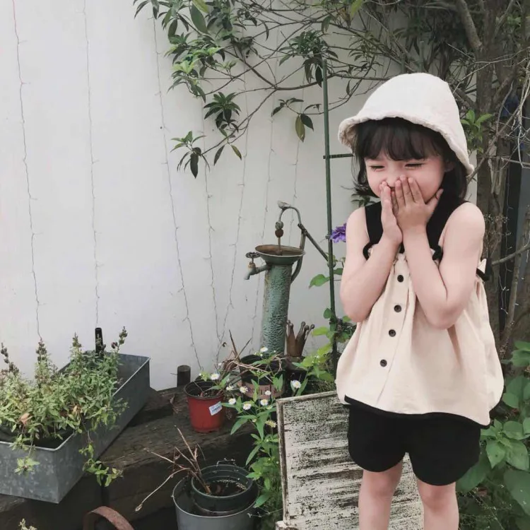 Летний костюм для маленьких девочек в Корейском стиле из 2 предметов модный