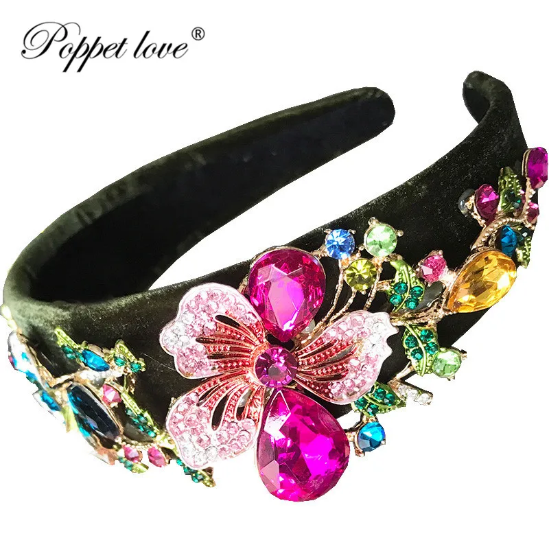 Женская широкая фланелевая повязка на голову в стиле барокко инкрустированная