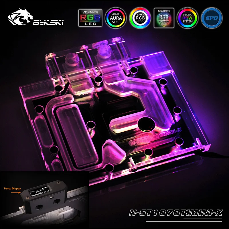 Bykski N ST1070TIMINI X полный корпус VGA блок водяного охлаждения со светодиодом для ZOTAC GeForce