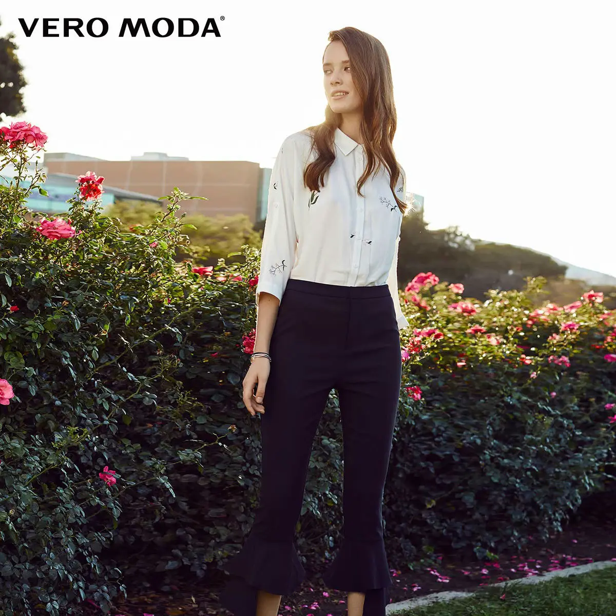 Vero Moda Новая женская цветочная вышивка 3/4 рукав летучая мышь блузка рубашка | 318331551