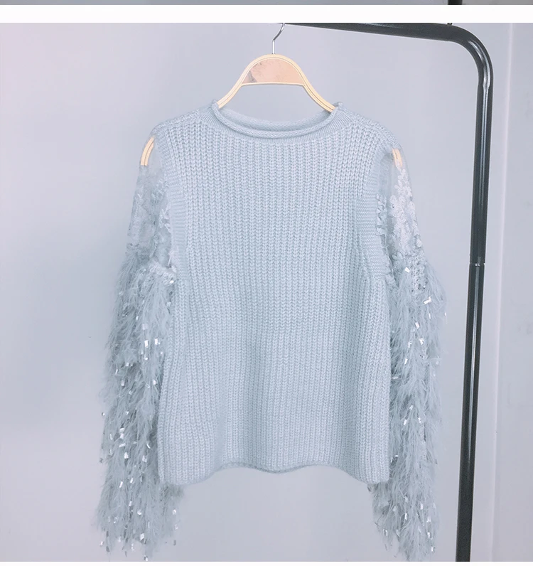 Embroidery Lace Tassel Sleeve Sweater Women autumn jumpers pull femme knitted Pullovers | Женская одежда