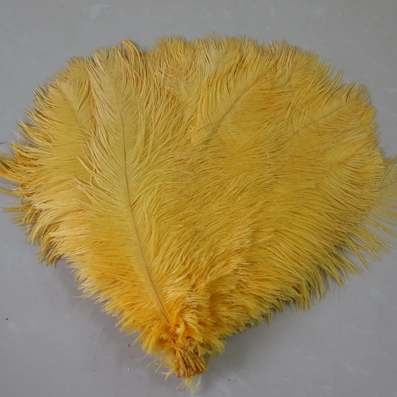 Новинка 50 шт. красивые перья страуса из натурального золота желтого цвета оптом