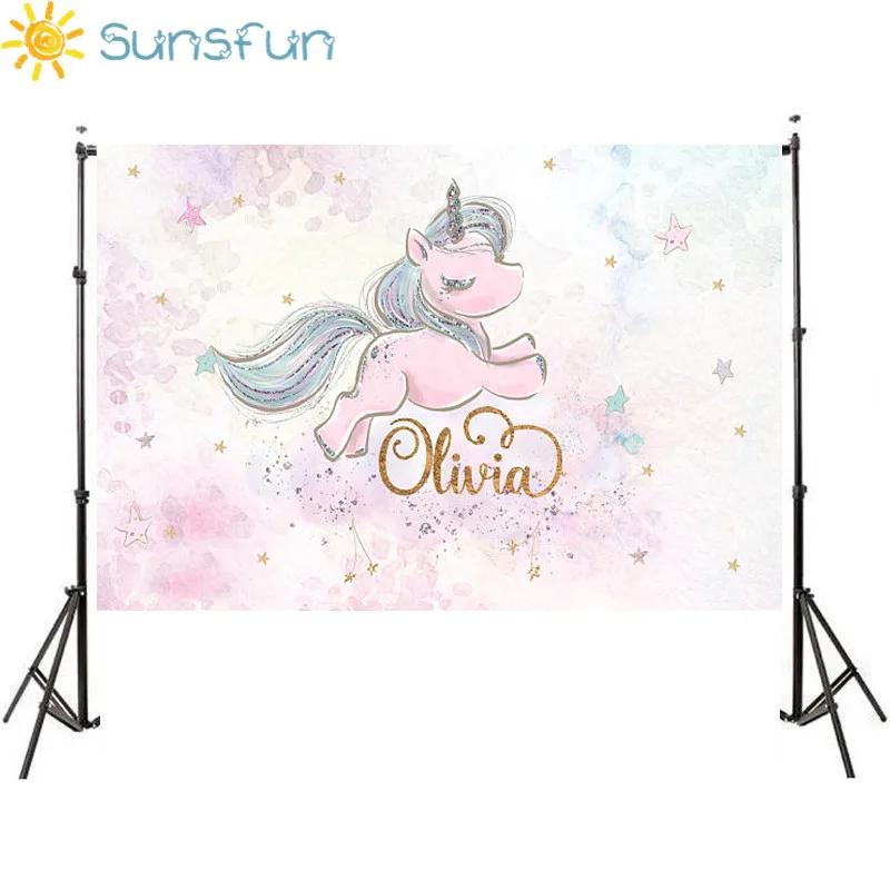 Sunsfun 7x5 футов акварельный розовый милый Единорог фон звезды для фото фотографии с
