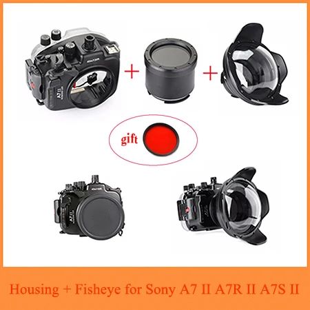 for Sony A7II A7RII Meikon 40 м/130ft Водонепроницаемый Корпус чехол для sony A7 III A7R III A9 A7S II A7 II A7R II A7M3 Камера+ провода угол купол Порты и разъёмы - Цвет: for Sony A7II A7RII
