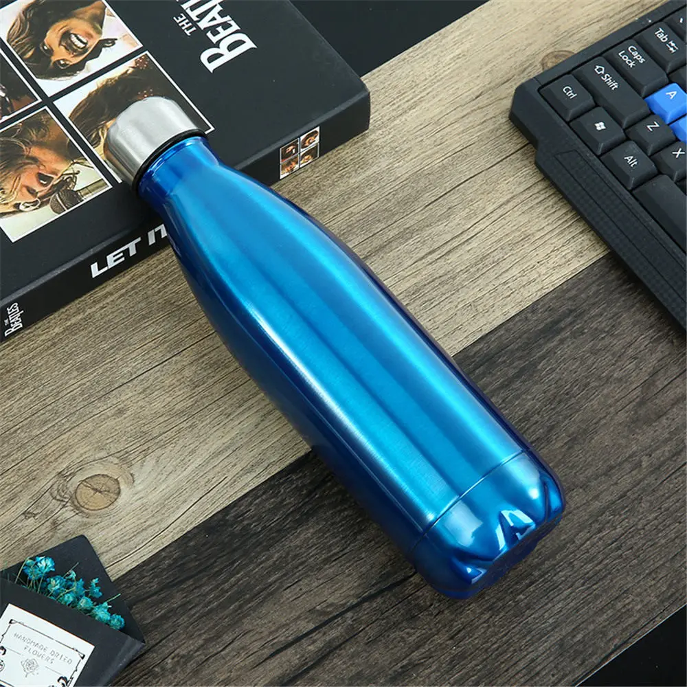Solid Color Vacuum Flask Water Bottle Leak-proof Stainless Steel Thermos Cold Insulated Car Bicycle Drink Cup | Дом и сад