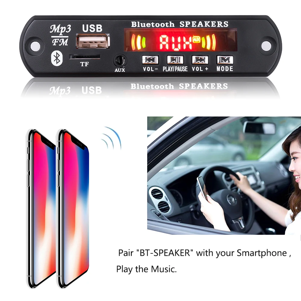 Беспроводной Bluetooth 5 0 MP3 WMA декодер плата в 12 В автомобильный аудио USB TF FM радио