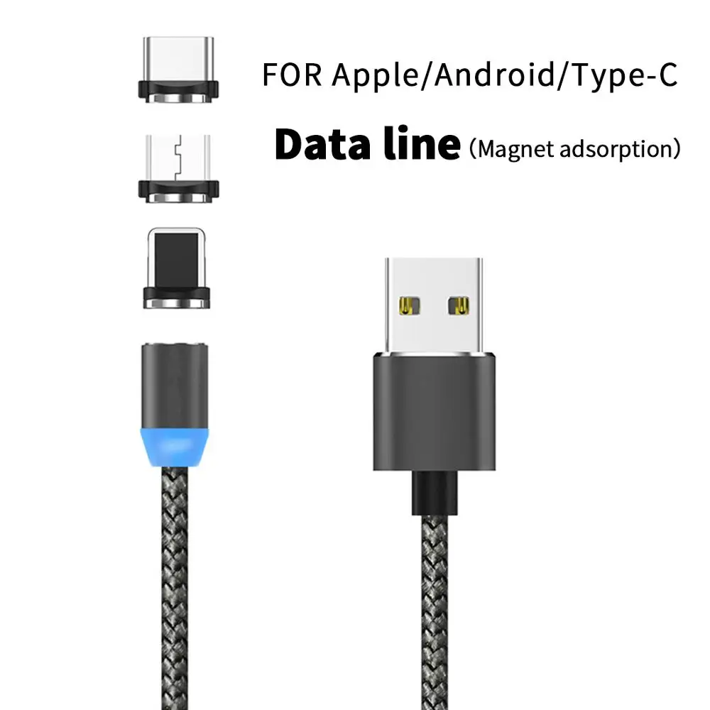 Магнитный кабель для быстрой зарядки Micro usb type C для iPhone, samsung/Xiaomi USB-C, магнитный кабель для передачи данных, шнур для зарядки 1 м 2 м
