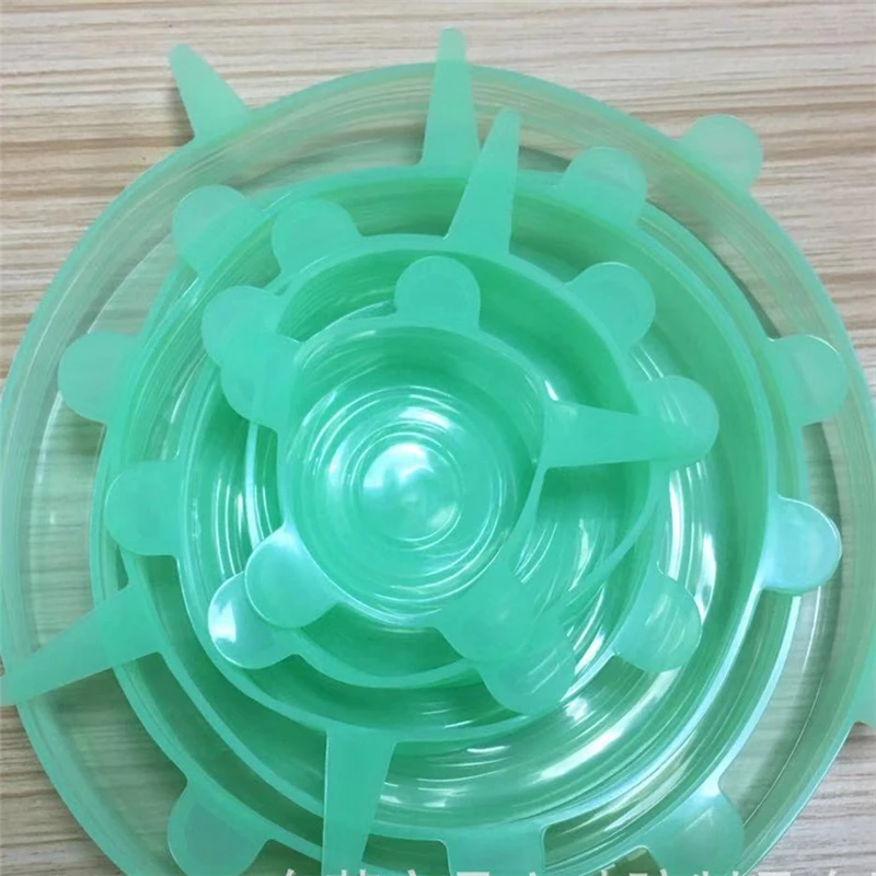Green Кухонные аксессуары силиконовая форма крышка блюдо 6 шт. универсальные силиконовые колпачки для еды Экологичные силиконовая кухонная утварь растягивающиеся крышки - Цвет: Green