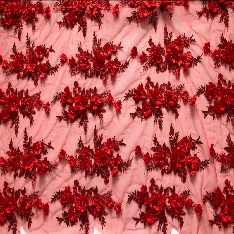 SASKIA 1 ярд Высокое качество сетки Emboirdery ткани ручной работы бисера материал шитье для вечернее платье Африканское кружево лоскутное Diy