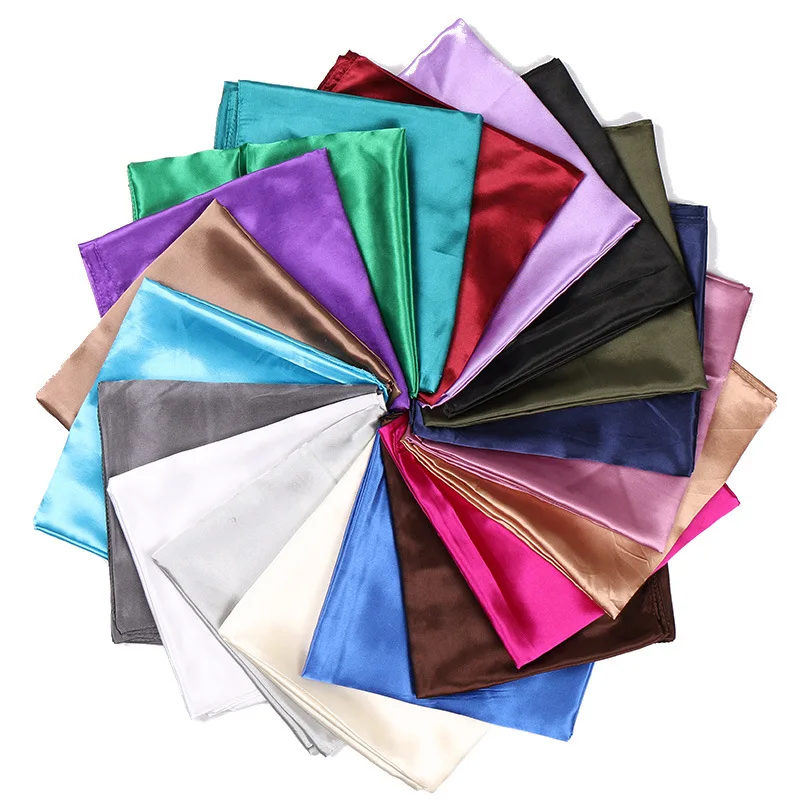 

2021 Summer Women Plain Square Silk Feel Satin Scarf Skinny Girls Small Hair Tie Band Wrap Neck Snood Ladies Luxury Bag Scarves