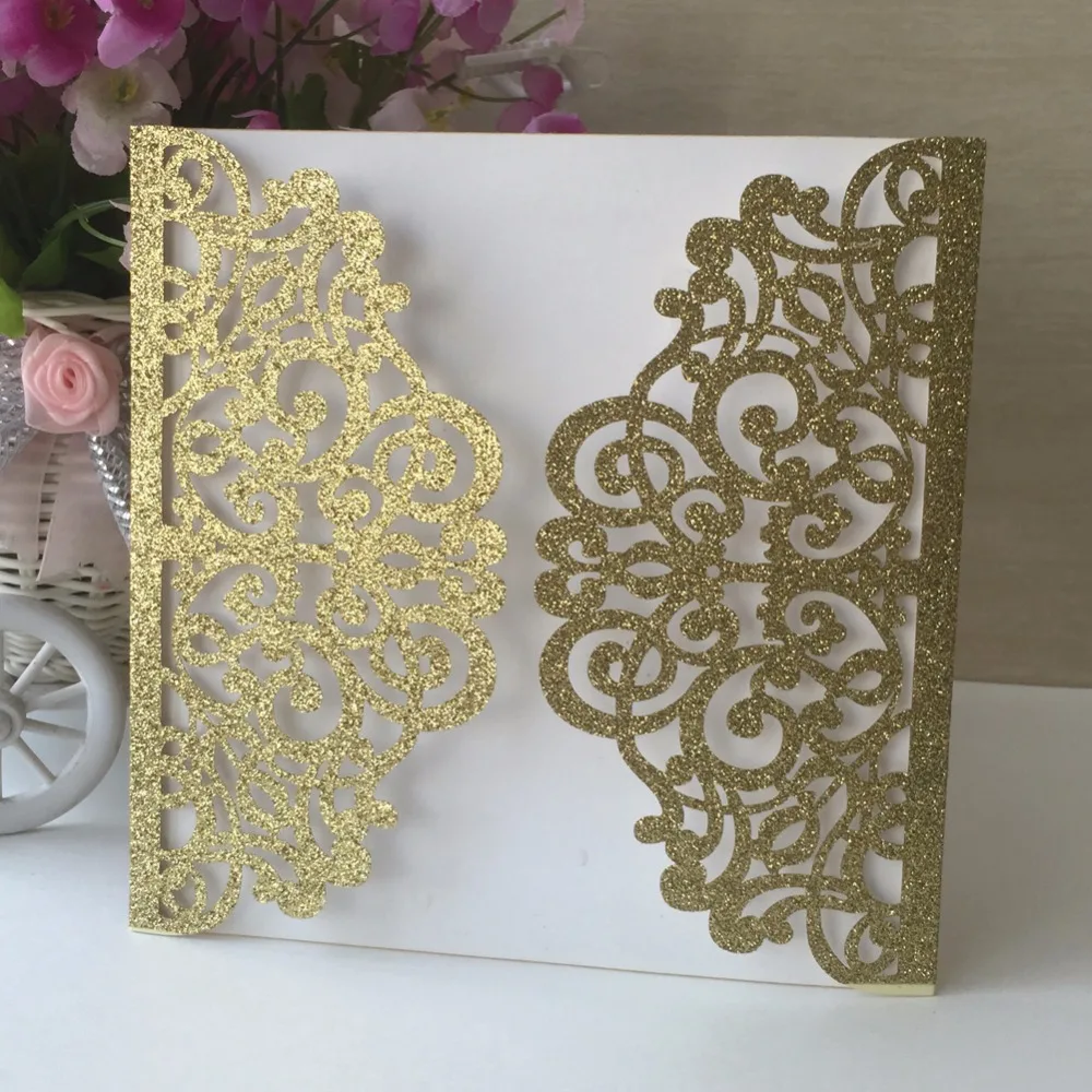 

50pcs/lot Flash Powder Paper Glitter PaperCrafts Party Wedding Birthday Invitation Card Decoration New Year Gifts Card DIY Paper