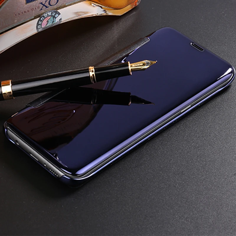 Herecase класса люкс зеркало Clear View Смарт флип чехол для samsung Galaxy S8 S7 край S6 Edge кожаный