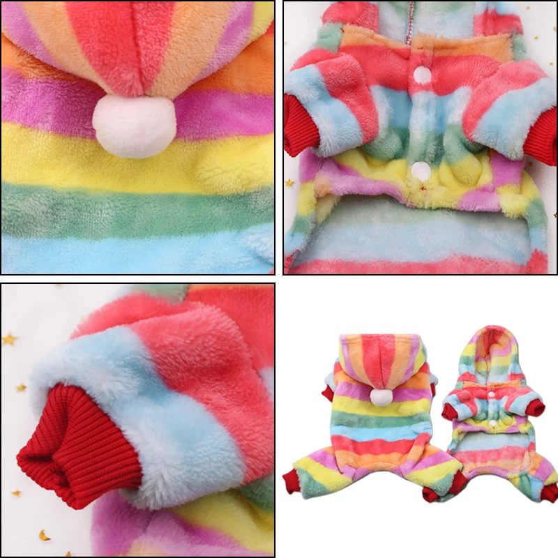 D6 Newly Winter Soft Fleece Pet Dog Jumpsuit Clothes Warm Small Dogs Chihuahua Pug Hooded Coat Jacket Puppy Cat 4 legs Outfit |