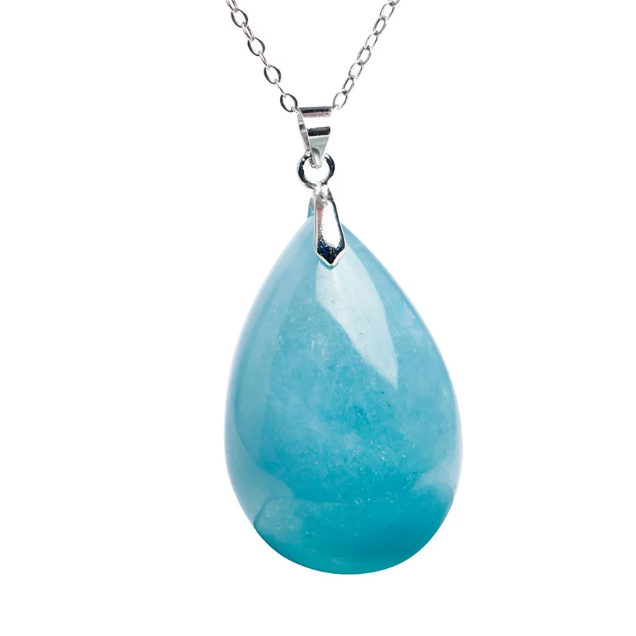 

Genuine Natural Ocean Blue Stone Crystal Women Waterdrop Jewelry Pendant 34x22x12mm