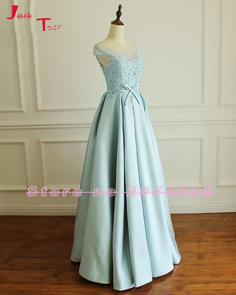 Jark Tozr на заказ длинное формальное платье 2019 Vestido Longo аппликации Атлас Небесно