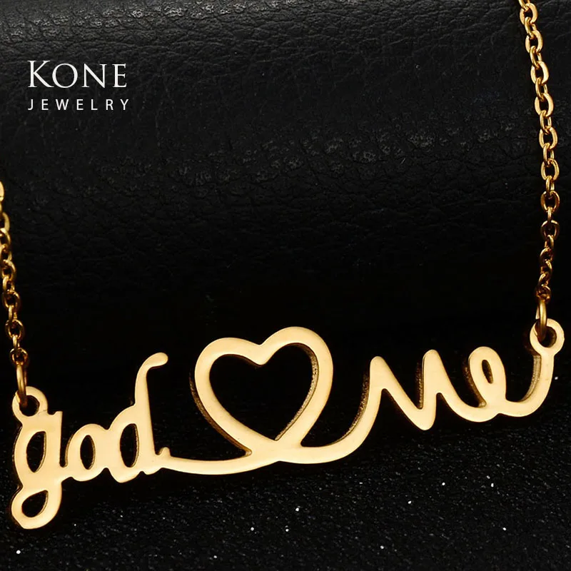 Женское Ожерелье с монограммой Uzone God Love Me золотое ожерелье из нержавеющей стали