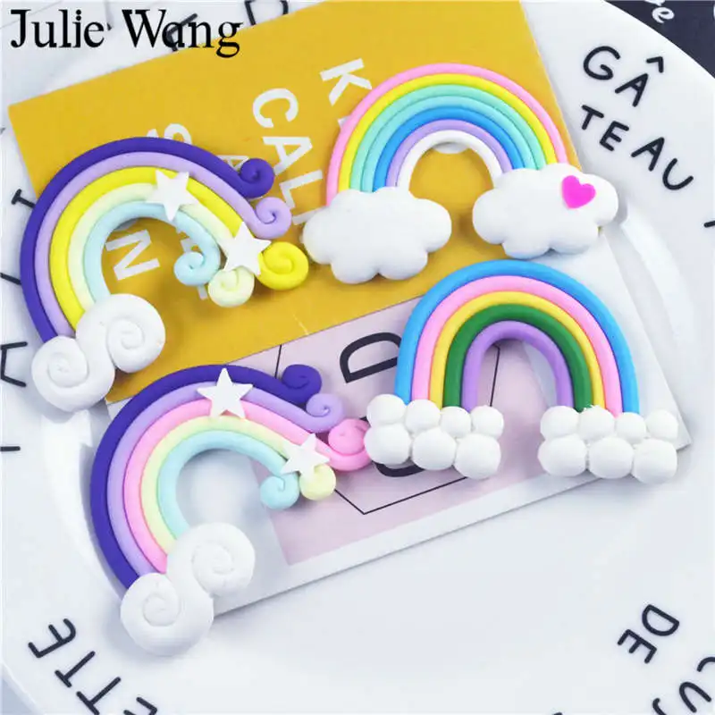 Julie Wang 10 шт. случайно Смешанная Полимерная глина Радужный слайм из смолы подвески