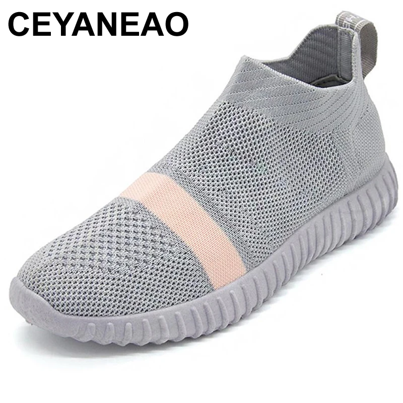 Женские сетчатые туфли CEYANEAO новые повседневные на плоской подошве с круглым