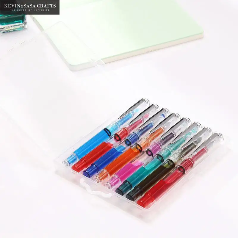 Прозрачная перьевая ручка 8 цветов подарочная упаковка школьные принадлежности 0