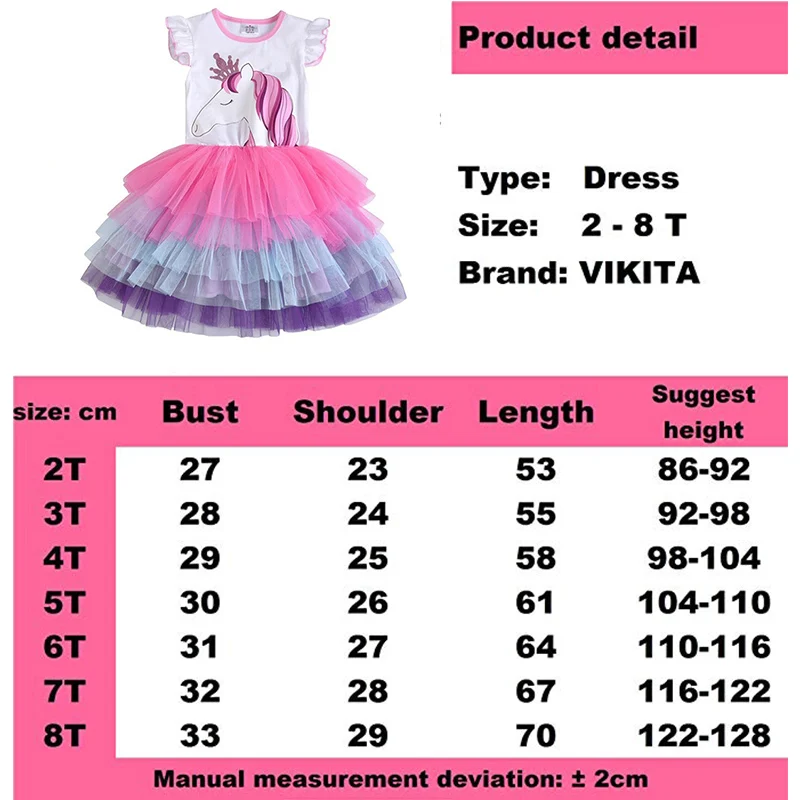 VIKITA Vestidos/летнее платье для девочек принцессы с единорогом из мультфильма Детский